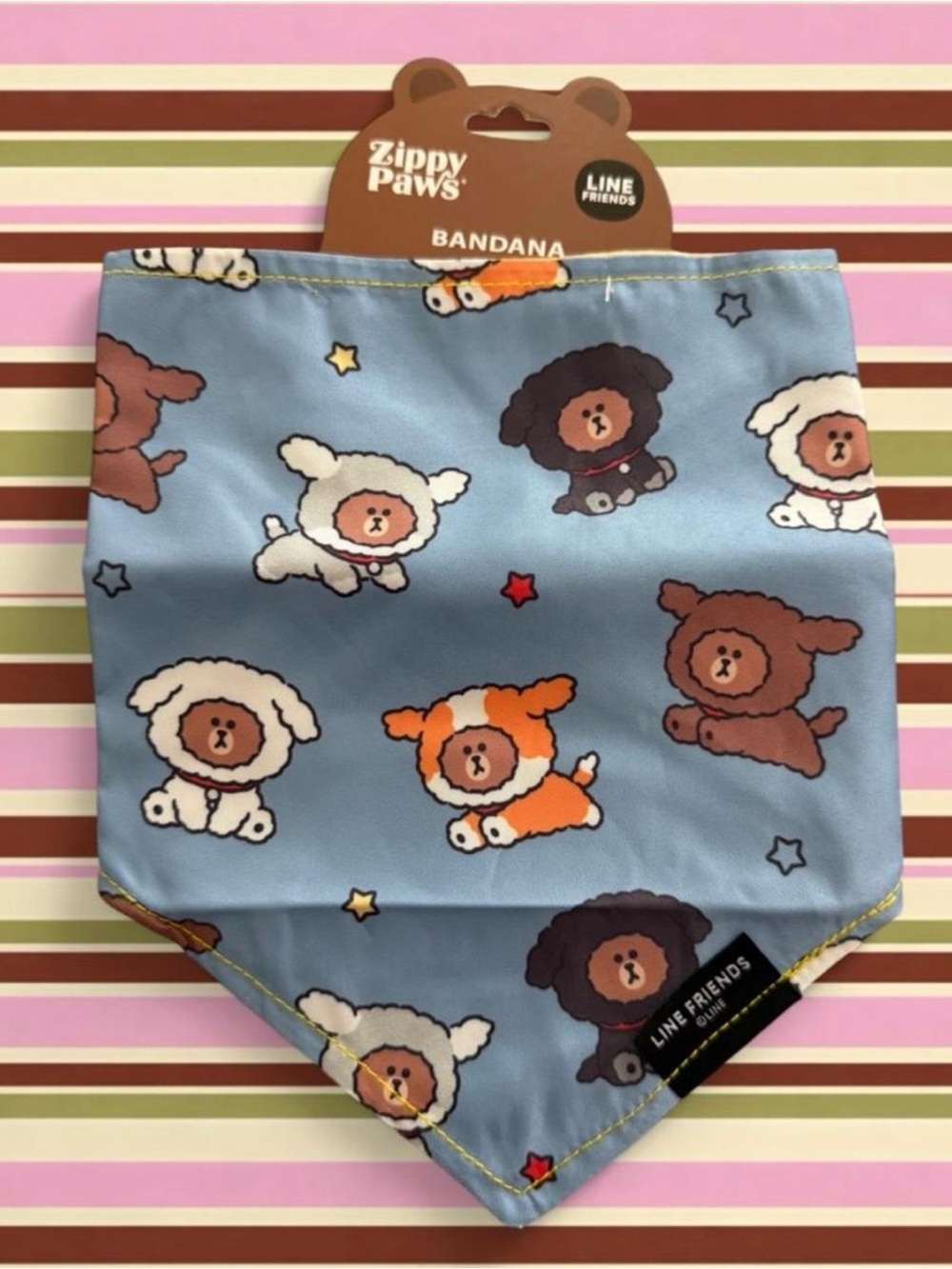Line Friends Bandana Puppy Brown Party for Dogs #linefriends #petaccessories